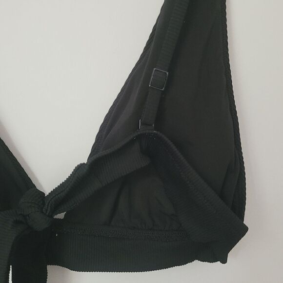 Aerie Triangle Plunge Ribbed Bikini Top in Black Size XXL - Picture 5 of 7